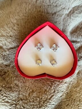 Avon Clear Crystal Stud Earring Set in Silver-Toned Setting